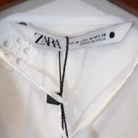 ZARA DRESS SIZE M WHITE EYELET EMBROIDERED MARIAH MIDI LONG LOOSE SUMMER NEW - Picture 6 of 11